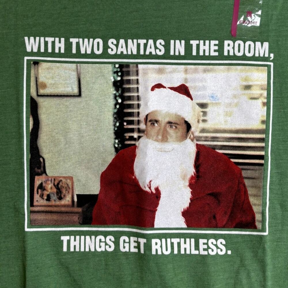 The Office Secret Santa Christmas Holiday Green Graphic Tee T-Shirt, Unisex 2X